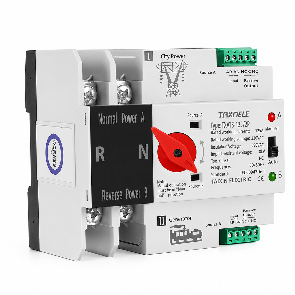 Breaker ATS TAXNELE Interruptor Transferencia Automática 2P 63A 220V
